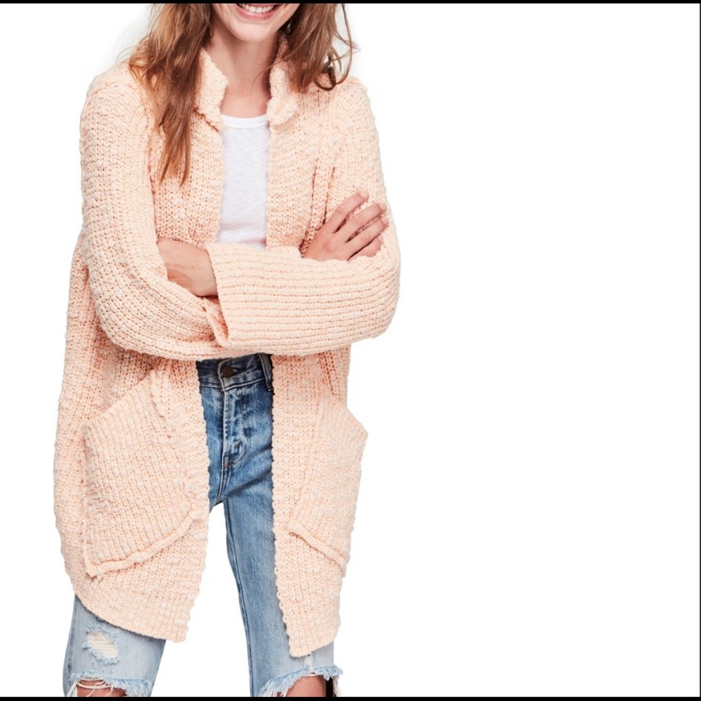FREE PEOPLE WATERFRONT SWEATER PEACH FUZZ